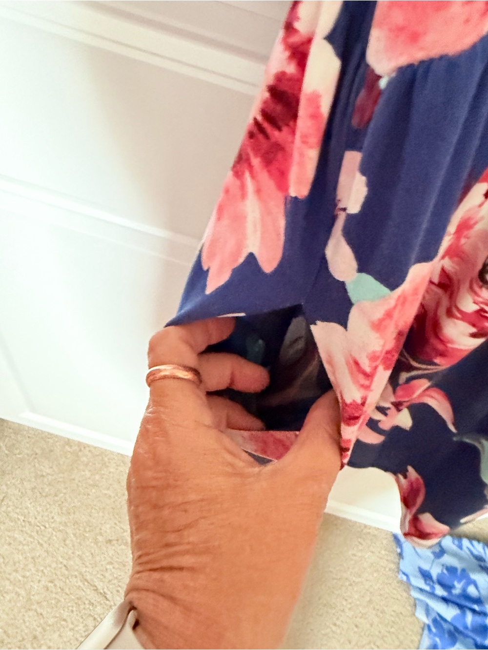 Haptics Navy Floral Short Sleeve Women’s Dress - Picture 3 of 5